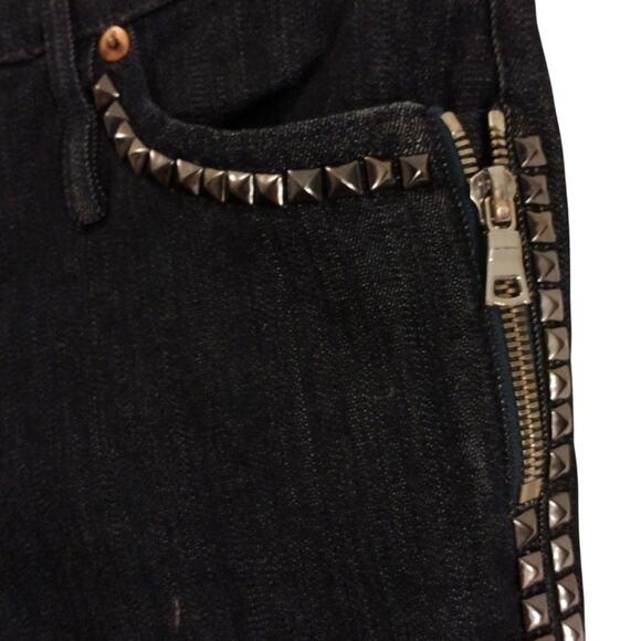 Rare Calvin Rucker Jeans Heartbreaker Sz 25 Black Silver Studs Designer Vintage - Picture 4 of 12